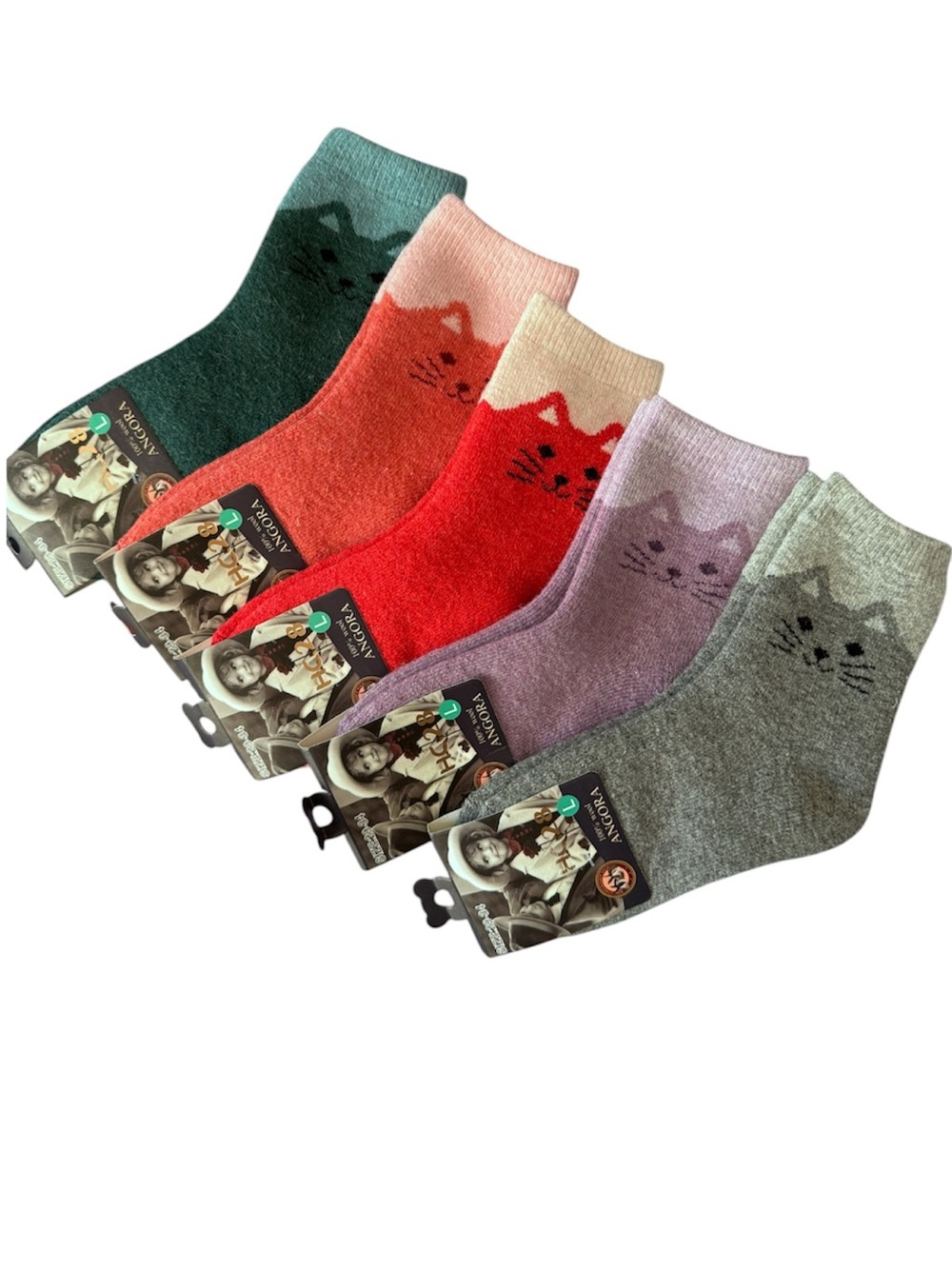 5 Pairs Kids Angora Wool Thick Cat Socks Winter Size EU 29-34 US 11.5-2.5